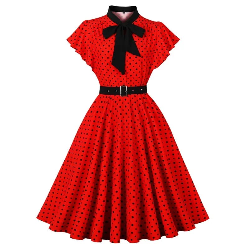 2025 New Hepburn Vintage Women's Summer Pin Up Casual Party Dress Short Sleeve Retro Robe 50s Rockabilly Swing Dresses Vestidos