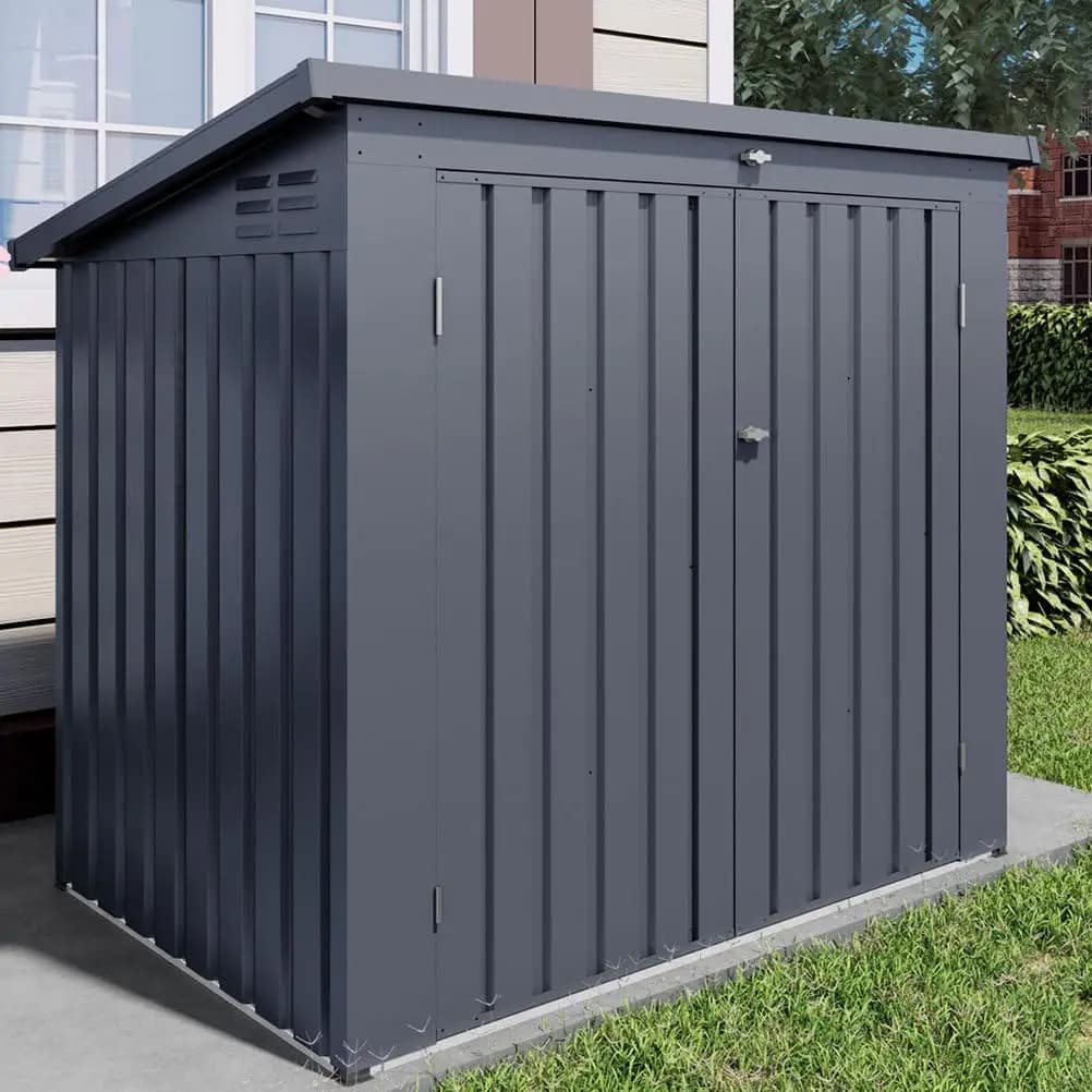Metal Shed 6x4 FT with Lockable Doors & Lift-Up Lid Waterproof for Trash Cans Bikes Tools Patio Backyard, Customized