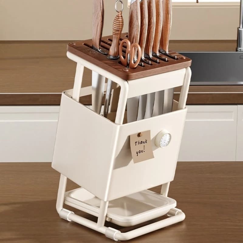 Portacoltelli da cucina Organizzatore da appoggio in legno inclinato con scanalatura per bacchette per coltelli Utensili Accessori per riporre la cucina