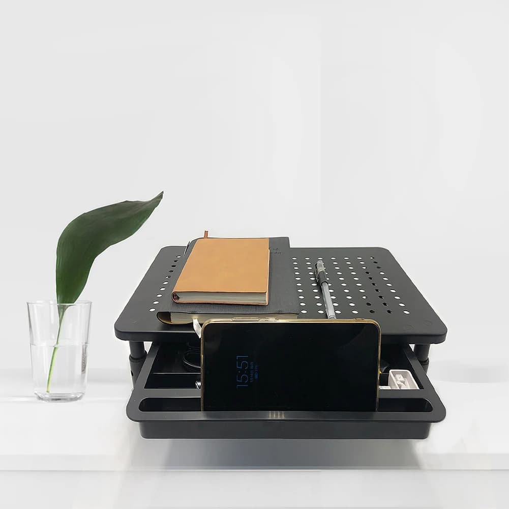 Supporto per Monitor con Cassetto, Stand per Laptop da Scrivania, Regolabile in 3 Altezze, Organizzatore da Scrivania per Casa e Ufficio