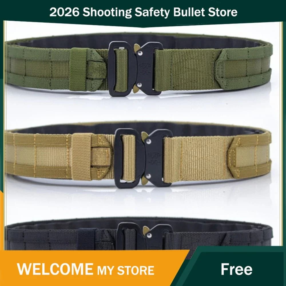 Outdoor adjustable Velcro inner and outer waistband canvas double-layer thickened quick-release socket waist belt