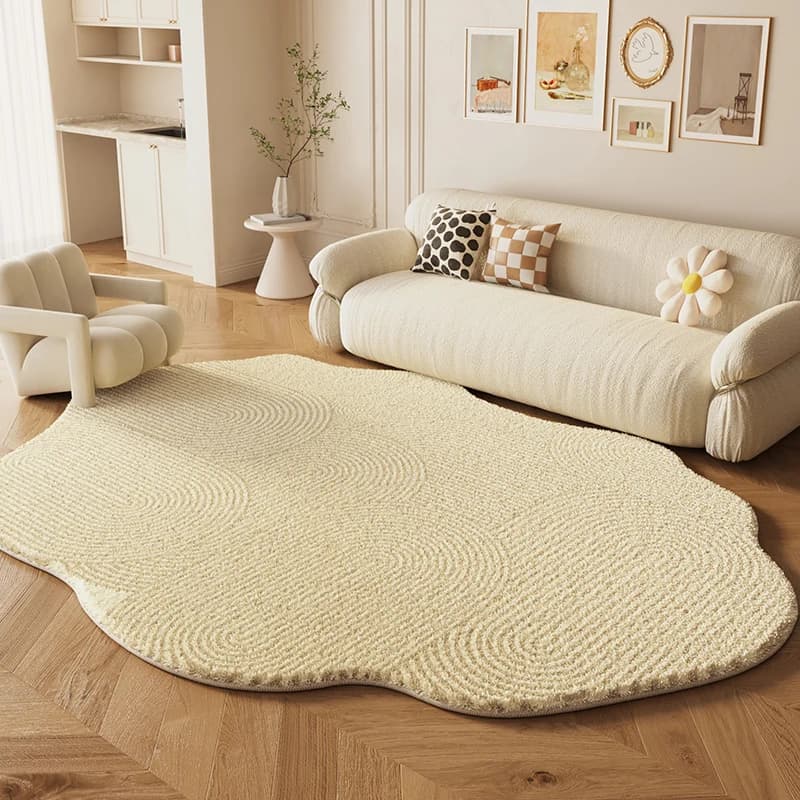 Tappeti stile crema per soggiorno Forme irregolari Arredamento camera da letto Tappeto peluche Spessore antiscivolo Tappetino da comodino Studio Tappeto morbido