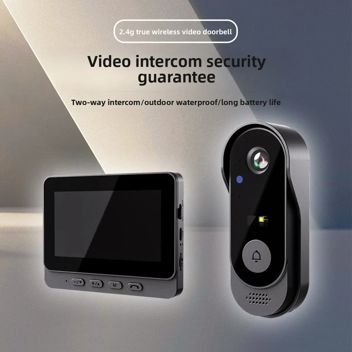 Videocitofono Resistente e Impermeabile con Schermo Interno, Accoppiamento Senza Fili, Sorveglianza Domestica, Interfono Video ad Alta Definizione