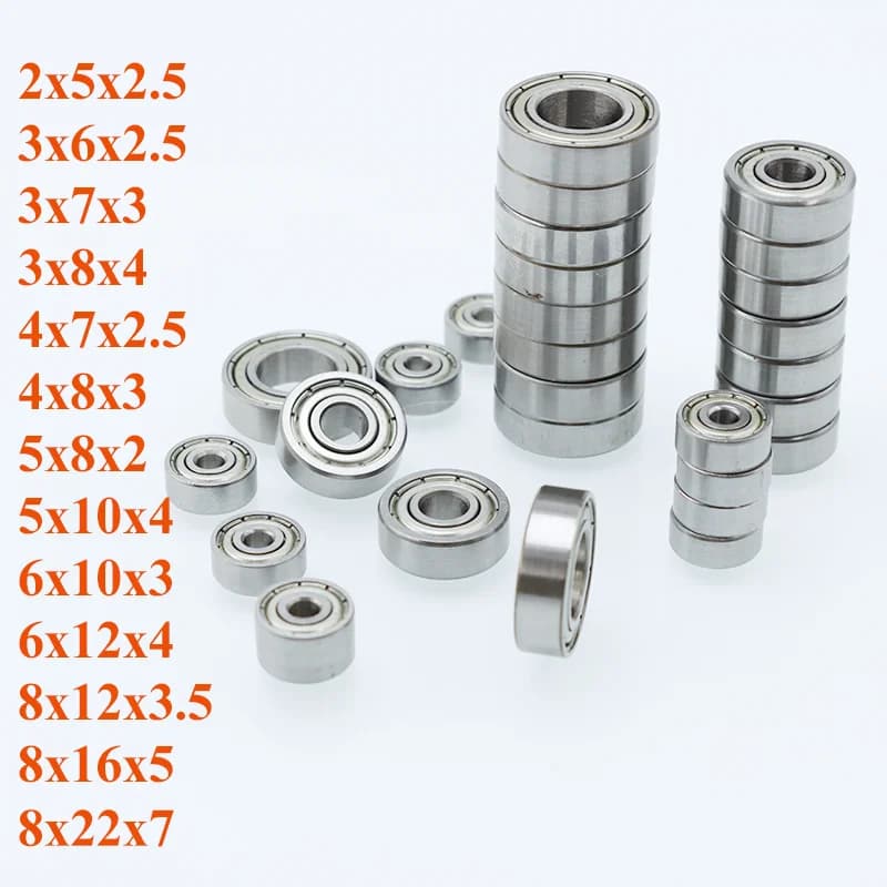 10 pcs Miniature Ball Bearing 3x7x3 4x7x2.5 8x12x3.5 8x22x7 for 3D Printer Bracket Scooter Bike RC Car Toy 608zz Small Bearings