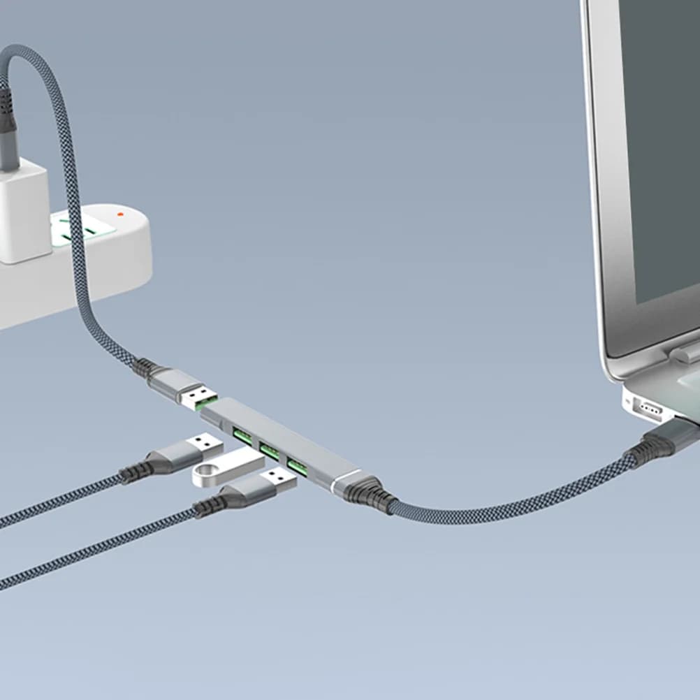 Hub USB 3.0 a 4 Porte per Laptop, Espansore di Porte, Adattatore Multi USB, Trasferimento Dati Veloce, Organizzatore Desktop Portatile, USB Aggiuntivo