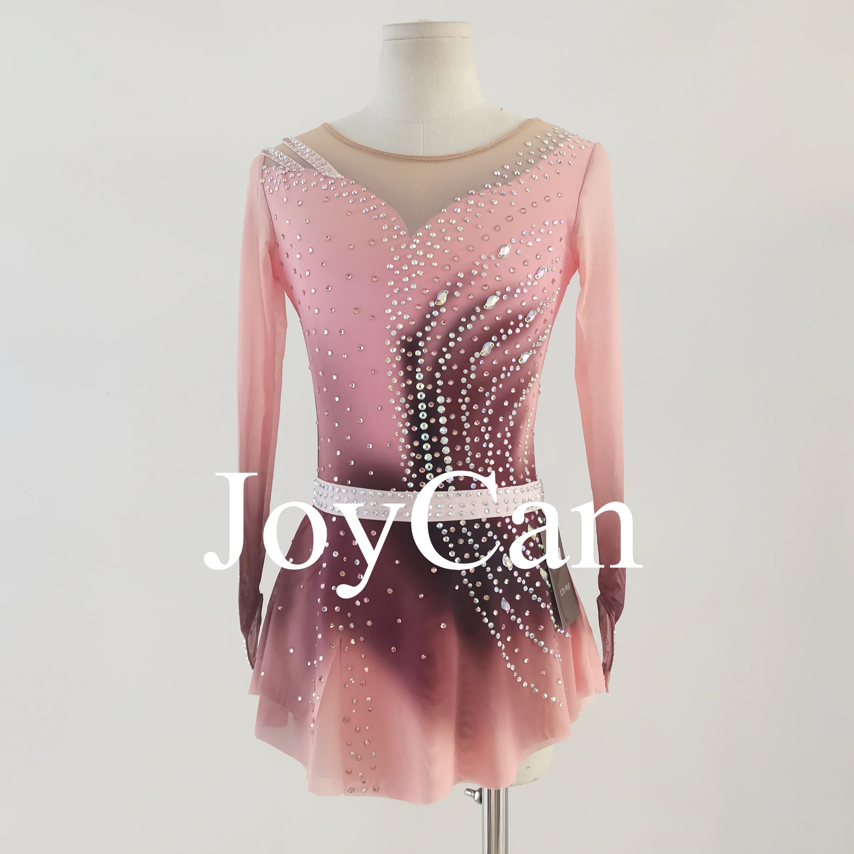 JoyCan Vestito da Pattinaggio di Figura sul Ghiaccio per Ragazze Maniche Lunghe Spandex Maglia da Ballo Performance Wear Costume da Ballo Latino BD982