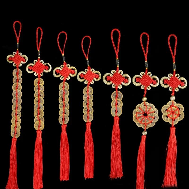 Chinese Feng Shui Coins Nappa for wealth and success Chinese Lucky Silk Nappa Brush of Copper Coins for Wedding Party Gift