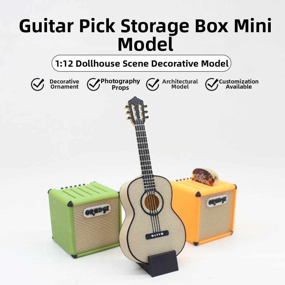New Mini 1/12 Dollhouse Guitar Plastic Multistyles Guitar Pick Storage Box Music Scenes Miniature Decorative Props