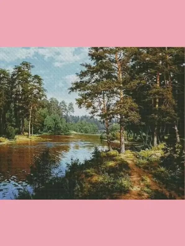 Kit da ricamo con paesaggio forestale e ruscello, 18CT 16CT 14CT, kit punto croce non stampato, arte ricamata fai da te, lavori manuali, decorazione per la casa