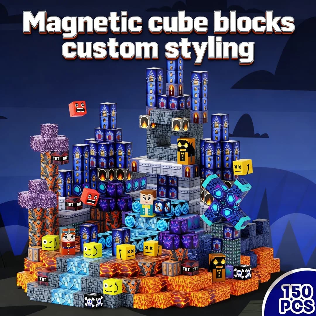 Piastrelle Magnetiche 150 Pezzi, Giocattoli Montessori STEM, Blocchi da Costruzione per Gioco Creativo e Sensoriale, Regali Educativi di Compleanno per Bambini.