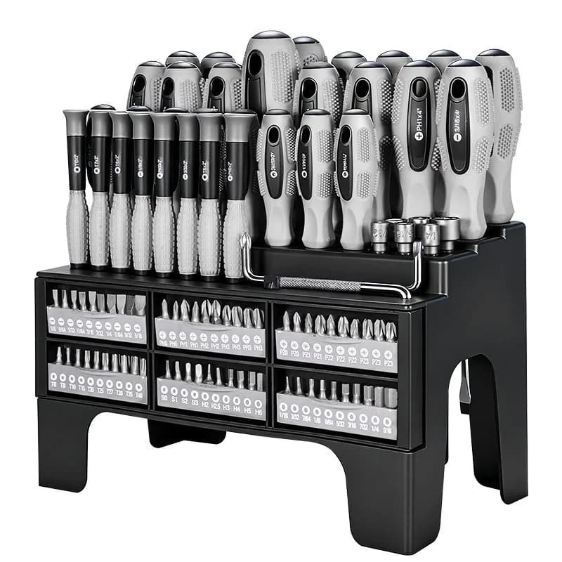 Kit Cacciaviti Portatile da 100 Pezzi, Set di Utensili Universali Multifunzione con Inserti Temprati per Riparazioni Domestiche
