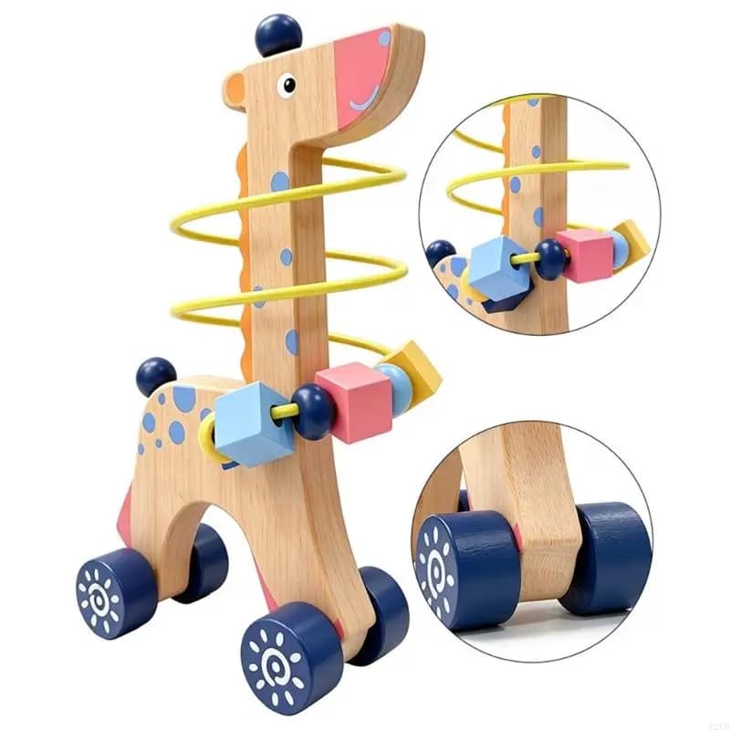 Puzzle interattivo in legno per bambini piccoli Perline colorate e attività riconoscimento della forma A2UB
