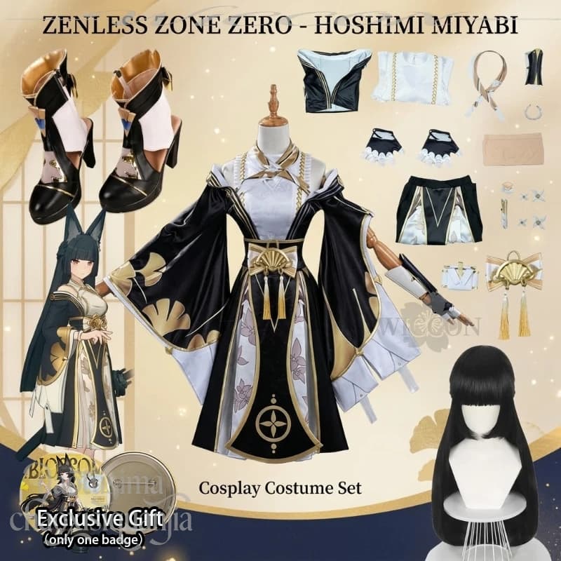 Hoshimi Miyabi Dignified Blossom New Outfit Chinese Styles Dress Wigs Furry Earwear Shoes Cosplay Anime Game Zenless Zone Zero