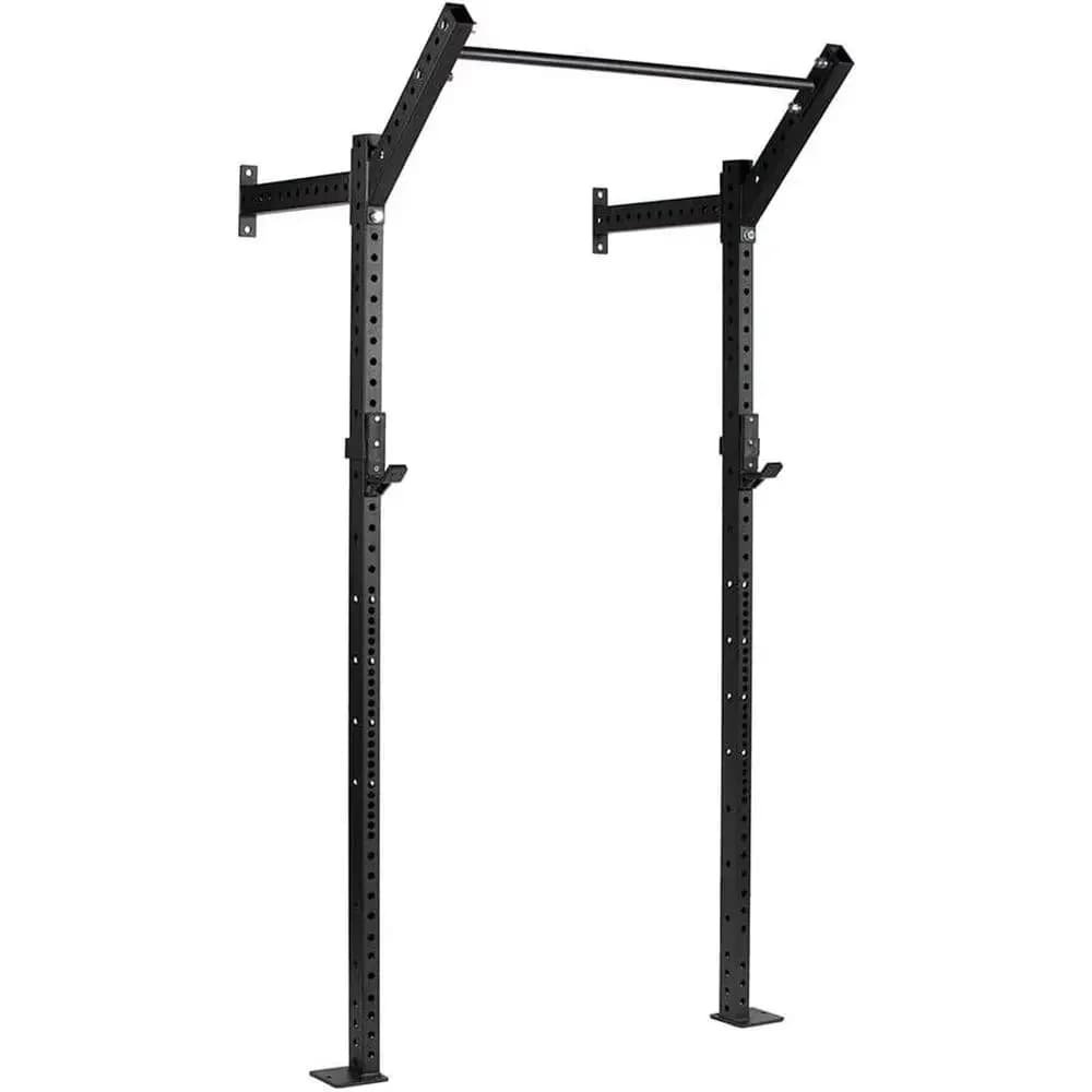 Rack per Allenamento Salvaspazio da Parete, 82 H x 24 P, Acciaio Calibro 11 (2x3), Ganci a J e Barra per Trazioni Inclusi
