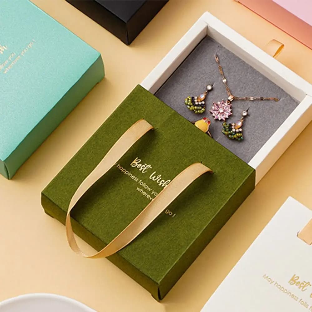 Anello organizzatore Scatola regalo antipolvere Bracciale Collana per feste Ciondolo Confezione regalo Cassetto Portagioie Orecchini Scatola portaoggetti