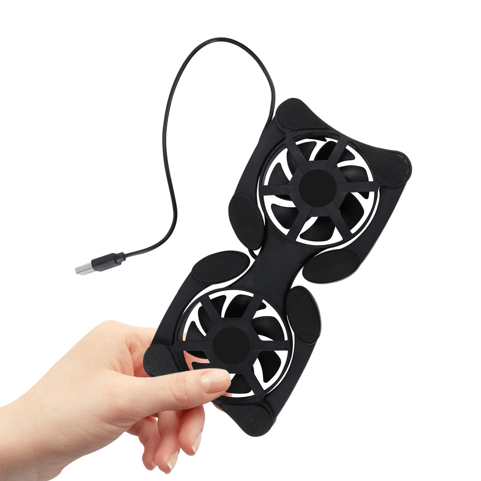 Supporto di Raffreddamento per Laptop Portatile USB con 2 Ventole Pieghevoli Nere, Base di Raffreddamento per Laptop di Grandi Dimensioni con Ventola USB