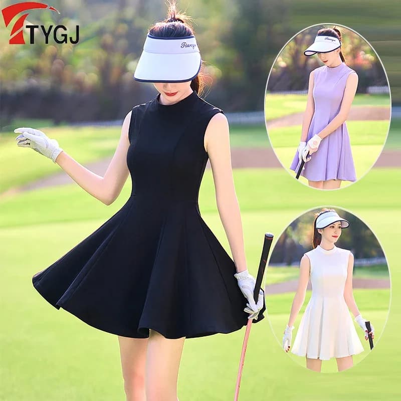 TTYGJ abito da Golf a vita alta con pantaloncini per donna gonna a pieghe senza maniche donna abbigliamento sportivo per il tempo libero all'aperto abiti da Golf da Tennis
