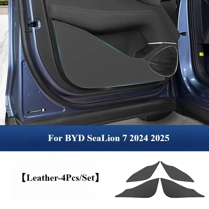 For BYD SeaLion 7 2024 2025 Car Door Anti-Kick Pad Thickened Leather Door Panel Protective Mat Car Interior Decor Accessories
