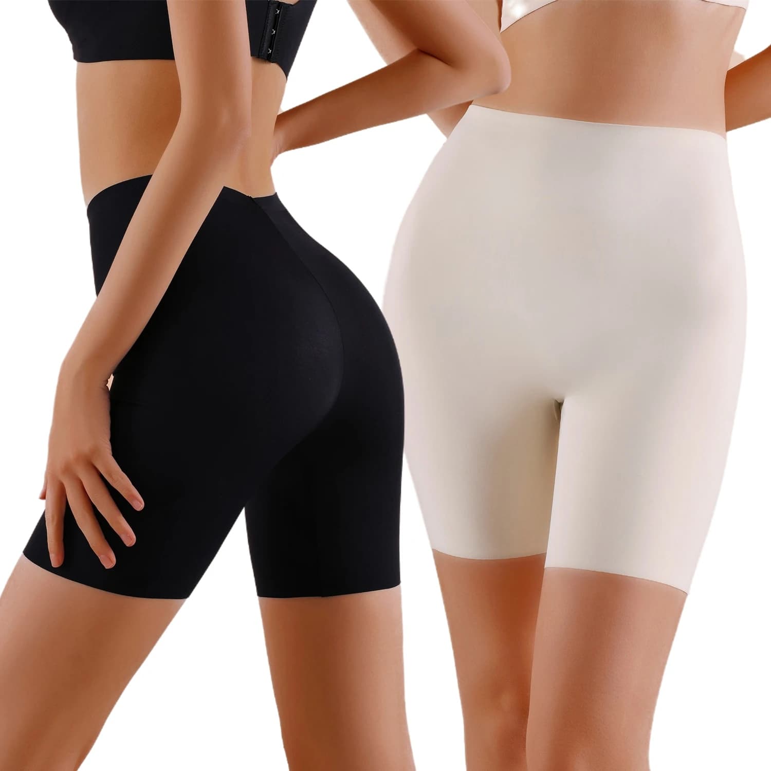 Pantaloncini a vita alta senza cuciture per donna, controllo pancia, sollevamento fianchi, pantaloncini di sicurezza in seta ghiaccio, intimo sportivo, boxer.