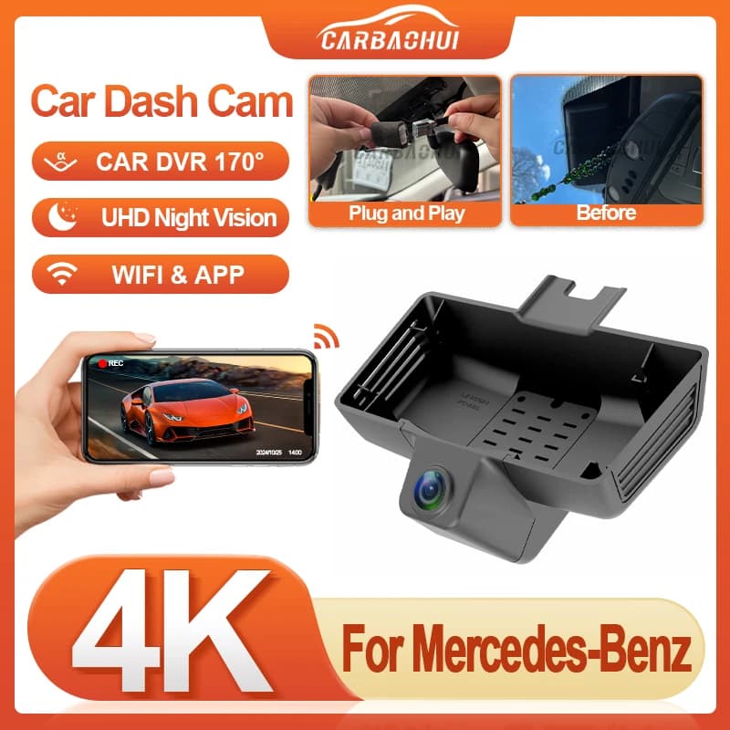 Plug and Play Car DVR Dashcam 4K, WIFI and APP, Dash Cam for Mercedes-Benz G550 G500 G350d G463 G63 Wagen AMG W463 2013- 2018