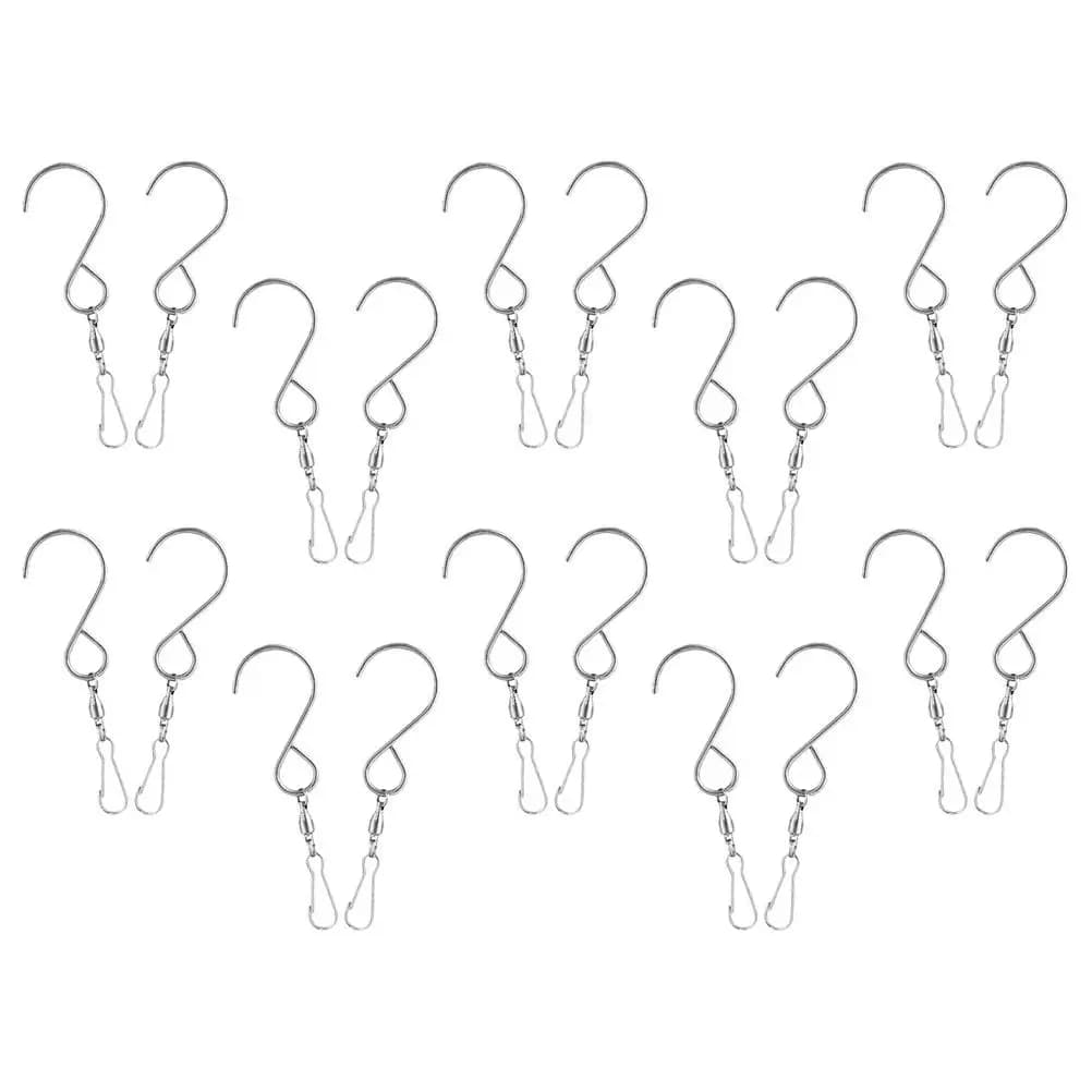 20Pcs Stainless Steel Wind Bell Hangers Sturdy Swivel Hooks Rotating Wind Chimes Clips for Hanging Lanters Plants Bird Feeders