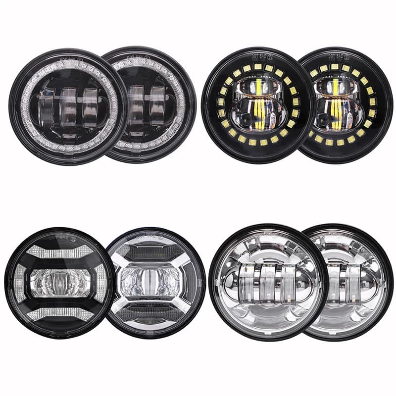 Faro fendinebbia a LED da 4-1/2 pollici (4,5 pollici) per moto con DRL Halo Angel Eyes per Harley Touring Electra Glide