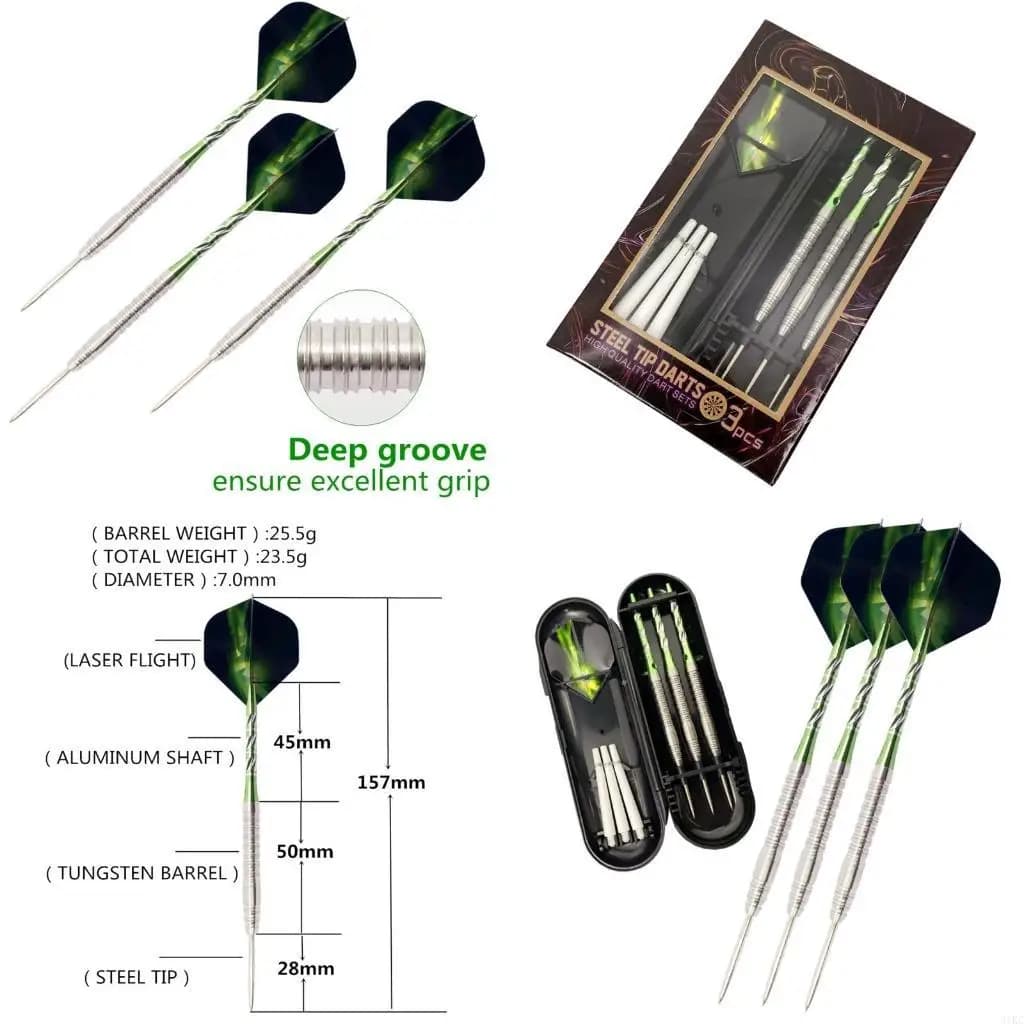 Freccette professionali con punta in acciaio tungsteno 90% da 23 grammi, aste in alluminio con contenitore