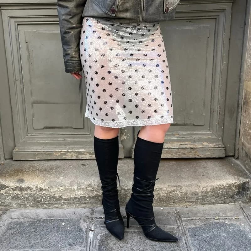Gonna velata a pois con paillettes da donna Maglia sexy trasparente con gonne midi Gonne copricostume da spiaggia estive