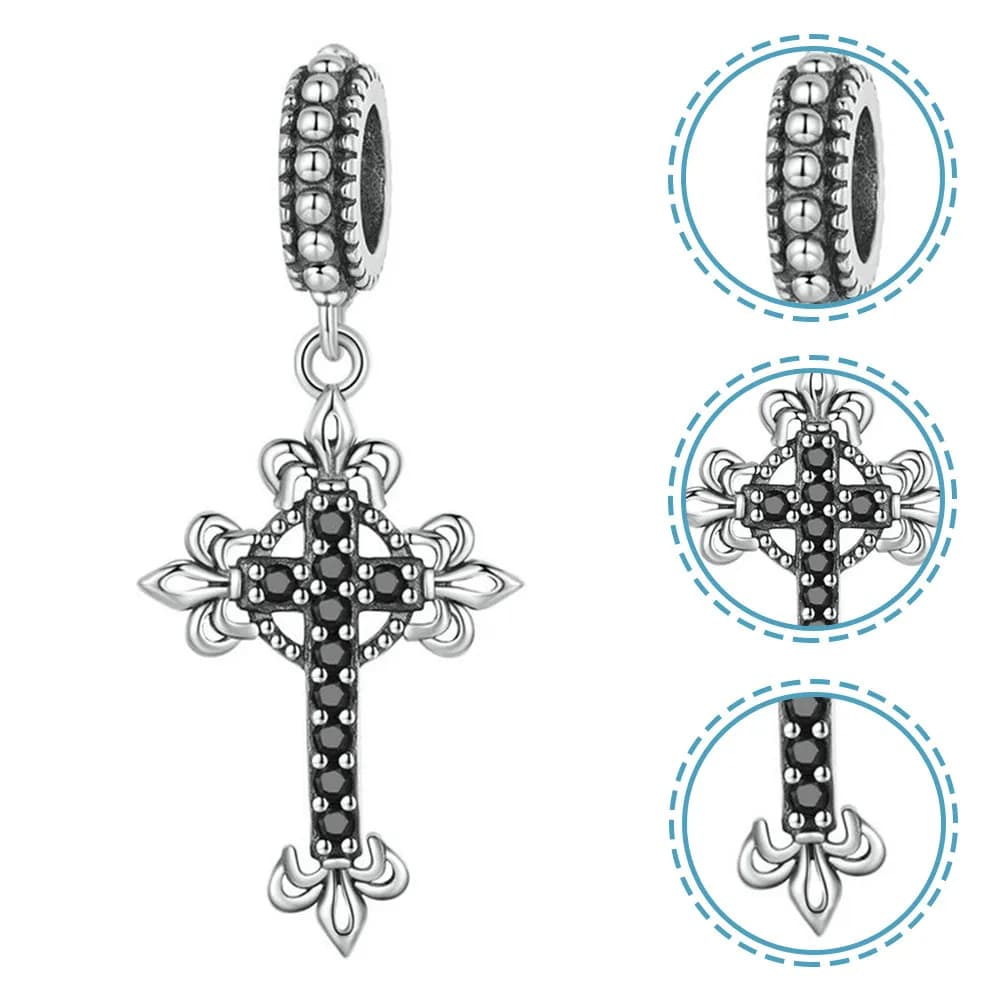 Ciondolo Vintage a Croce con Foro Grande per Bracciali, Collane, Gioielli Fai da Te, Regali, Perfetto per Portachiavi e Cellulari