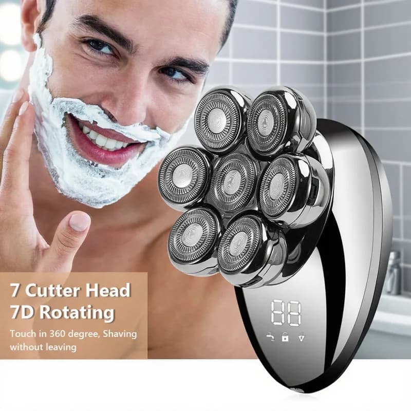 7‑Head Floating Electric Shaver for Men, USB Rechargeable Beard Trimmer, Portable Shaving Machine for Face Neck Grooming