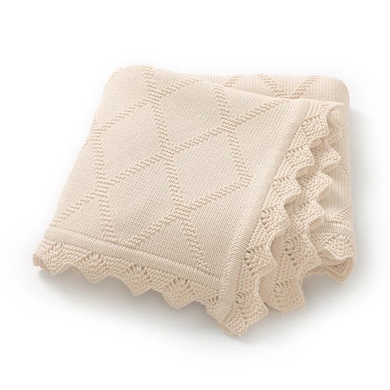 Coperta per Neonati in Cotone Lavorato a Maglia, 100*80CM, per Bambini e Bambine, Morbida Coperta per Passeggino, Design alla Moda a Tinta Unita o a Quadretti