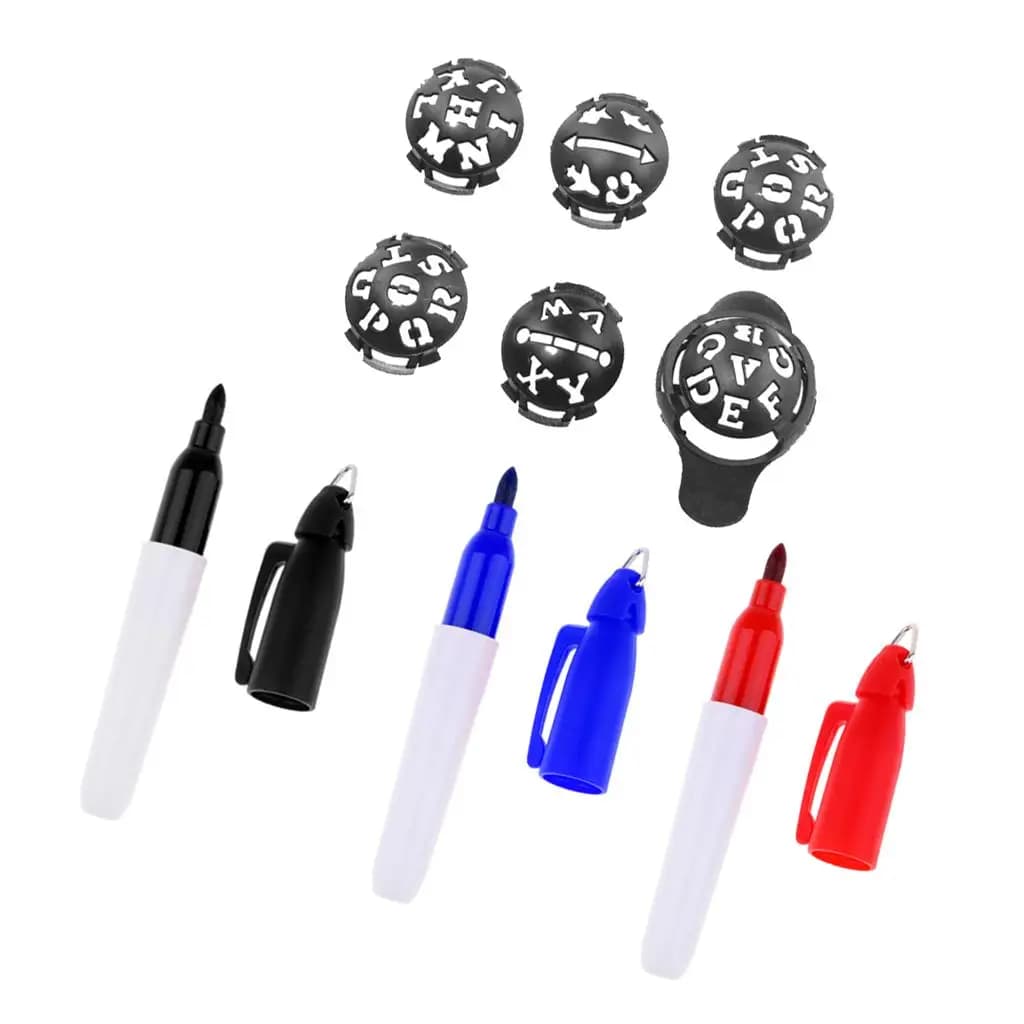 Golf Ball Alignment Template Line Drawer Stencil with 3 Marker Pens Putting Training