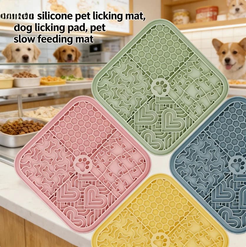 Nuovo Tappetino in Silicone per Cani e Gatti, Alimentatore Lento, Antistress, per Bagno e Toelettatura, Accessori per Animali Domestici