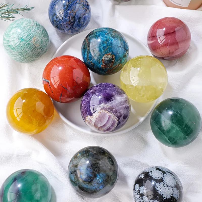 1PC Tuorlo d'uovo naturale Sfera di pietra Lucidatura Processo di gioielli in cristallo Energia Hhealing Stregoneria Divinazione Preghiera Casa Feng Shui