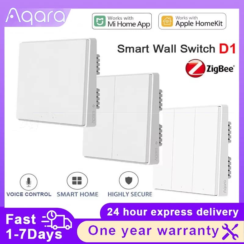 Aqara Smart Switch D1 Zigbee Wireless Light Switch 3 buttons with neutral voice control for Xiaomi Mijia Mi HomeKit APP
