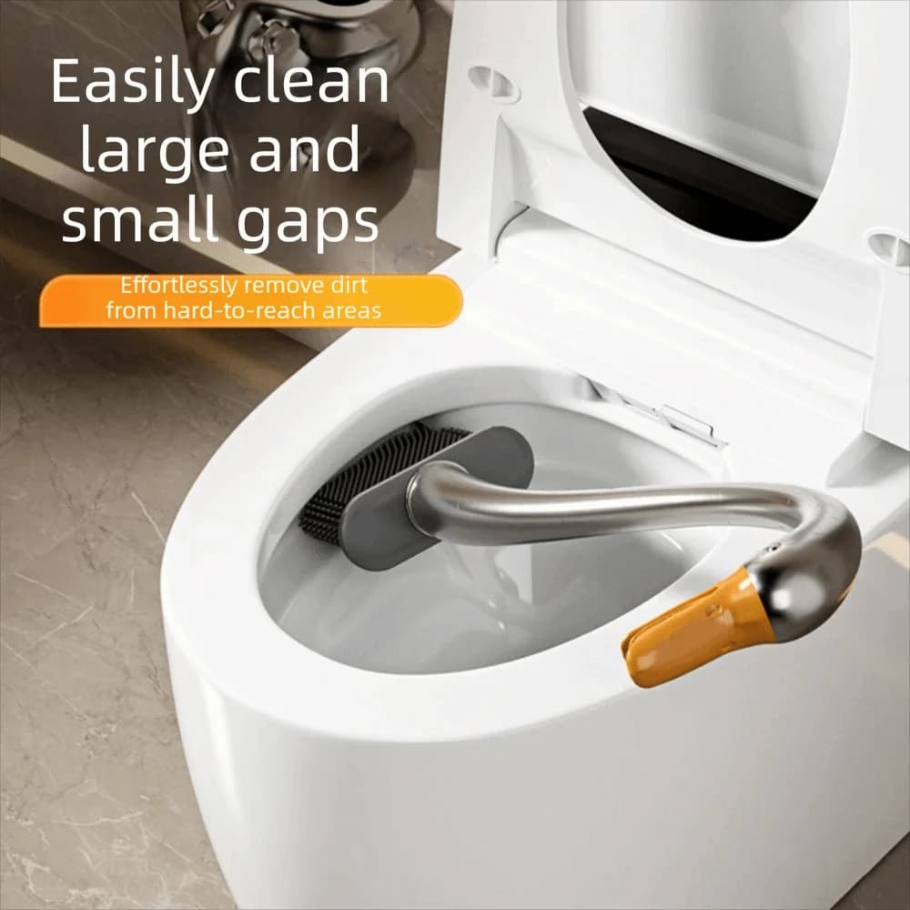 Spazzola per WC con Manico Lungo, Design a Cigno, Colore Nero, Pulitore per WC Compatto, Materiale Igienico, Spazzola da Parete