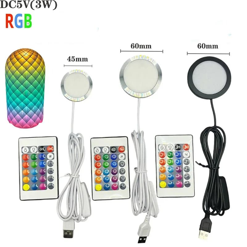 Luci LED RGB Dimmerabili USB 5V per Sottopensili con Interruttore e Telecomando, Colore e Luminosità Regolabili, Lampada Notturna DIY Stampata in 3D