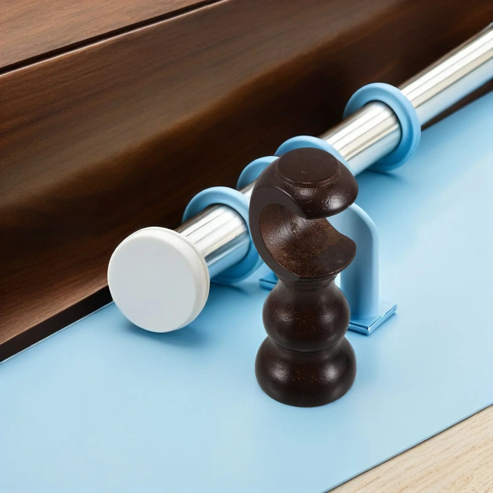 2Pcs Solid Wood Curtain Rod Mounting Brackets Sturdy Wall Mounted Drapery Rod Support Hardware for Home Window Decor Accessories