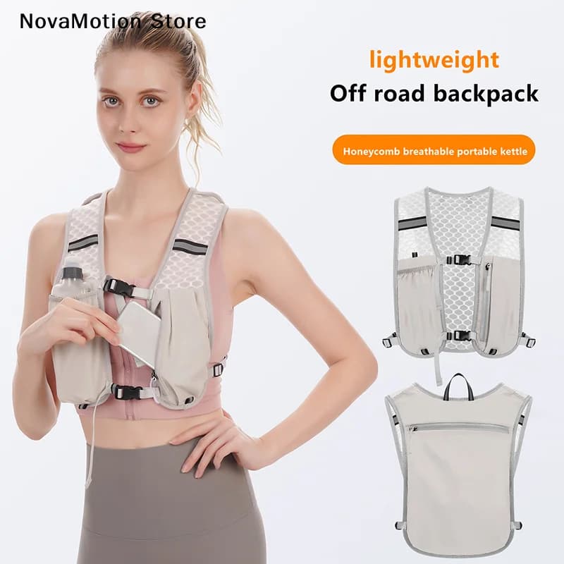 [NM]Running Water Bottle Storage Vest Lightweight Running Vest Reflective Hydration Water Chest Pack With Phone Holder 1PC[NM]