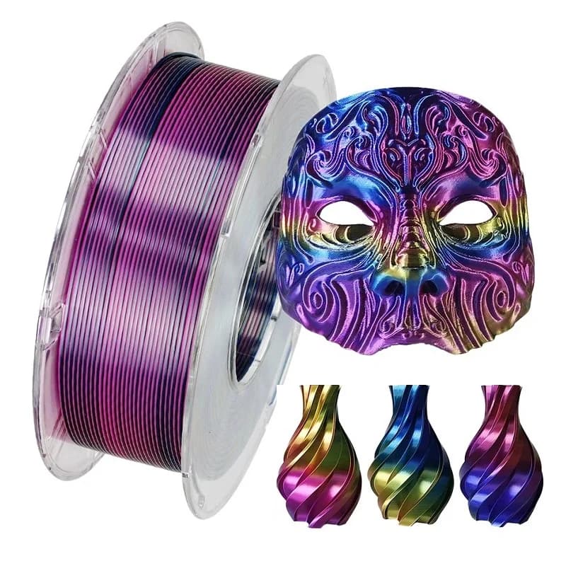 200g Tricolor Filament Silk PLA 1.75mm FDM 3D Printer Filament Triple Color Shiny PLA Multicolor Red Blue Green