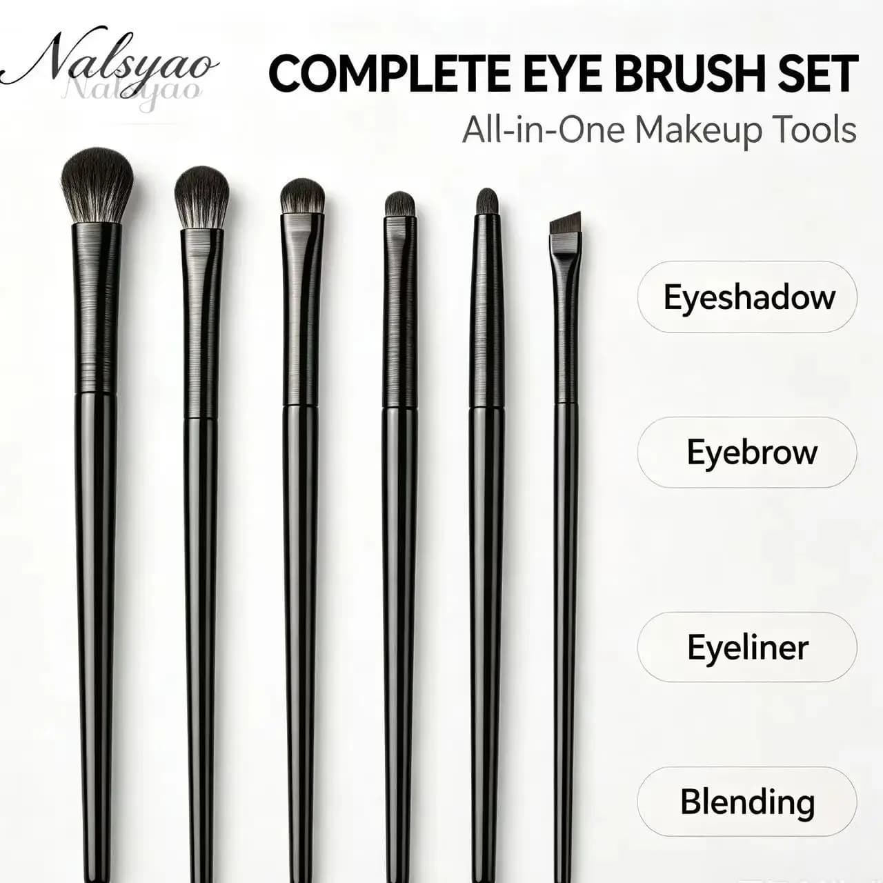 Natural Eye Makeup Brushes Set Eyeshadow Eyebrow Contour Eyeliner Blending Detail Makeup Tools for Women