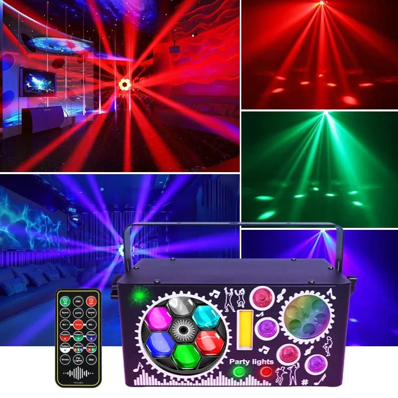 Illuminazione scenica a proiezione laser a LED RGBW DJ Luci da discoteca per feste Telecomando per la decorazione del bar di casa di nozze di club di Natale