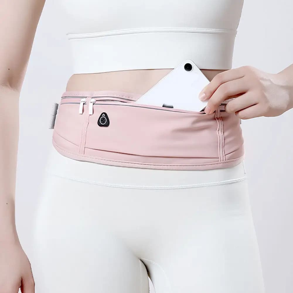 360 ° Reflective Running Waist Bag 3 Pockets Waterproof Slim Belt Bag with 7.2 Inch Phone Headset Safety for Night Running