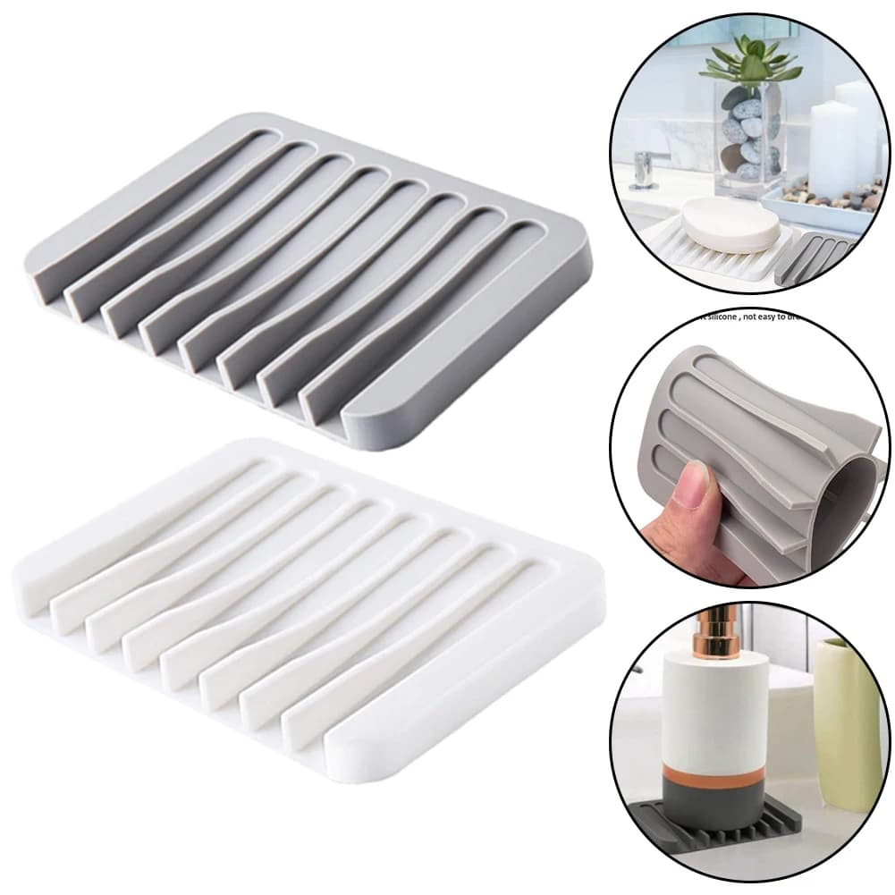 1/2 Pezzi Portasapone in Silicone Autodrenante, Portaspugna per Lavello, Portasapone da Bancone, Dispenser di Sapone