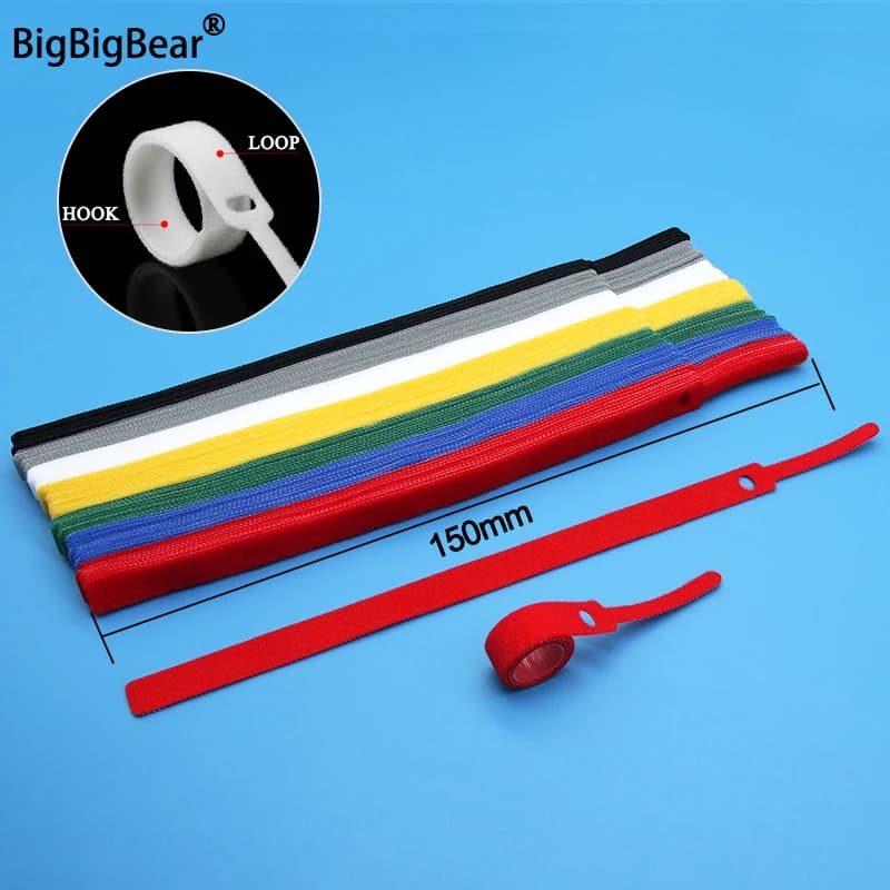 10 ~ 1000 pz 7 colori Nylon Fascetta Gancio Anello Lunghezza 150mm Zaino Escursionismo Linea Cintura Backless Linea dati Cinghia Adesivo magico