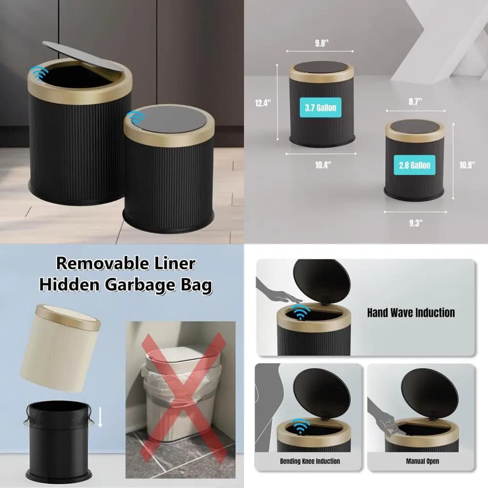 Bidone della spazzatura con sensore di movimento senza contatto per bagno, coperchio automatico, cestino per rifiuti intelligente a prova di cane, bidone della spazzatura in plastica con lunga durata