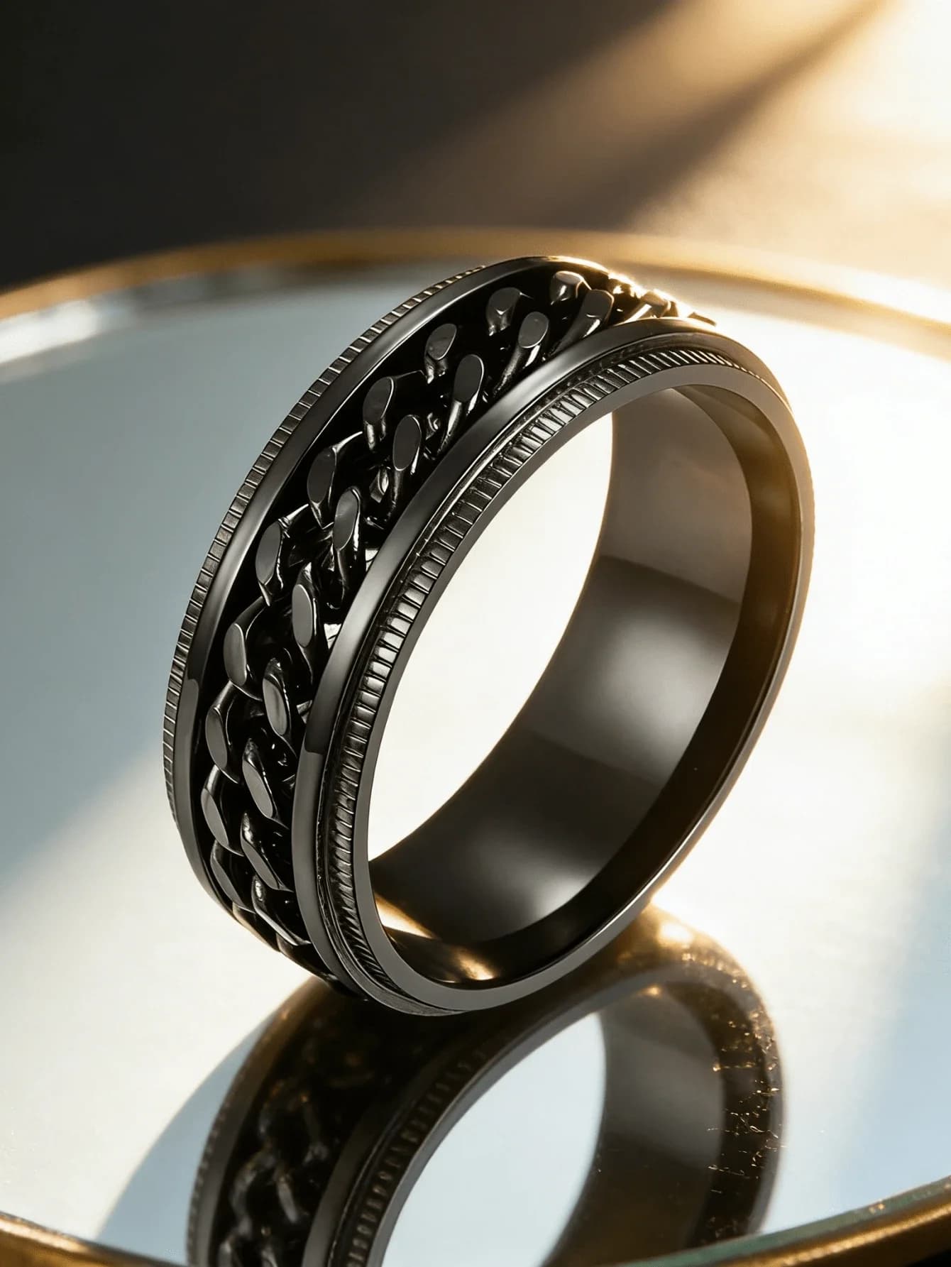Anello Girevole Antistress in Acciaio Inossidabile da 8mm, Anello Unisex per Alleviare l'Ansia