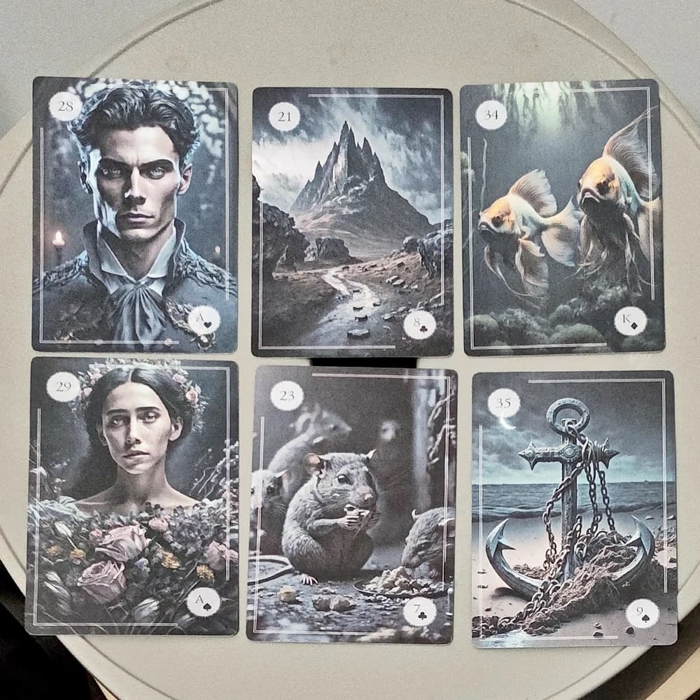 The Moonlight Night Lenormand Oracle Deck - Carta goffrata a doppio rilievo 9*6 cm 44 carte Carte di divinazione fantasy gotiche