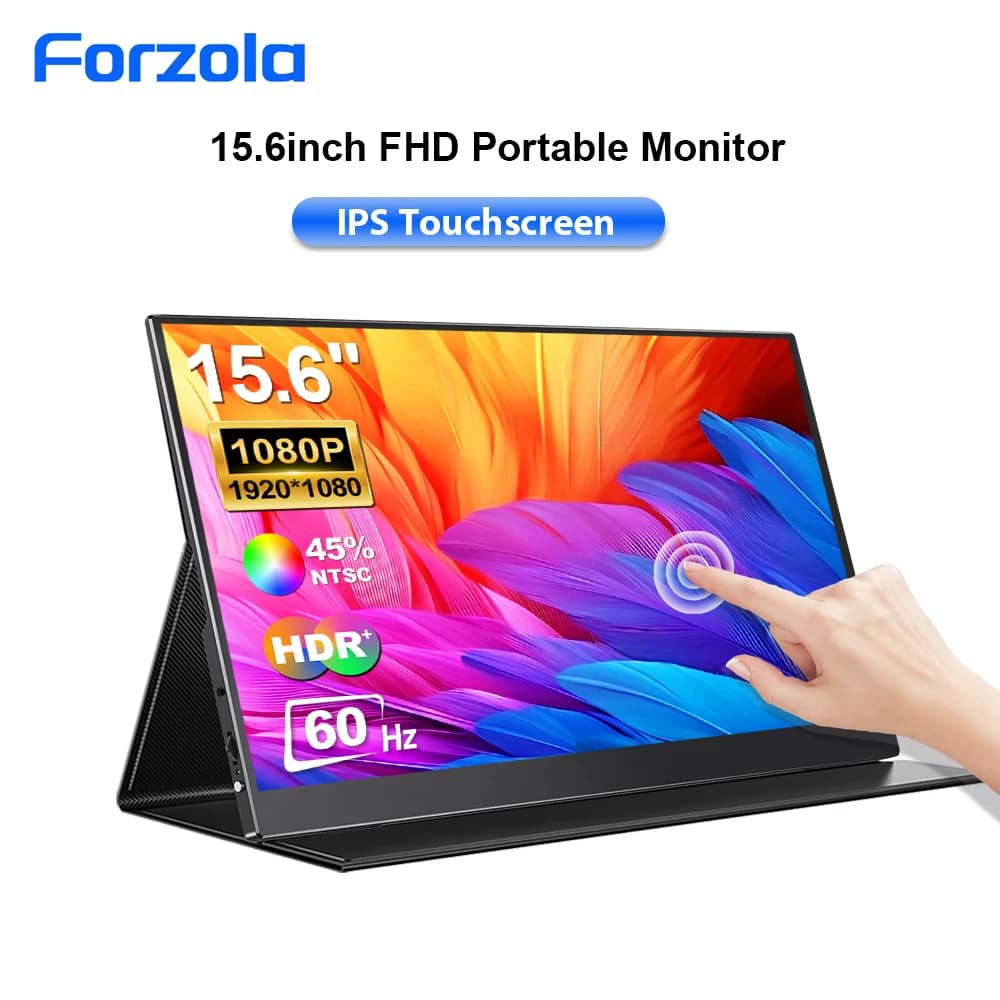 FORZOLA 15.6-Inch Portable Monitor Touchscreen 1920*1080 HDR 60hz Gaming Display For XBox PS4 Switch Laptop Phone PC Extension