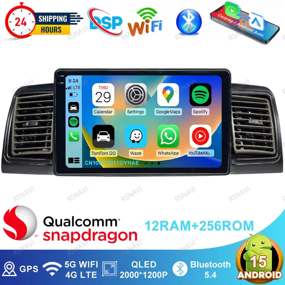 Android 15 Autoradio Per Toyota Corolla E120 2000-2009 Accessori Moto Golf Mk6 Opel Astra J Strumenti Automotive Portachiavi E90